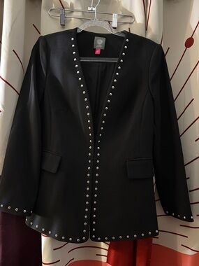 Vince Camuto Black Stud-Trim Blazer Jacket